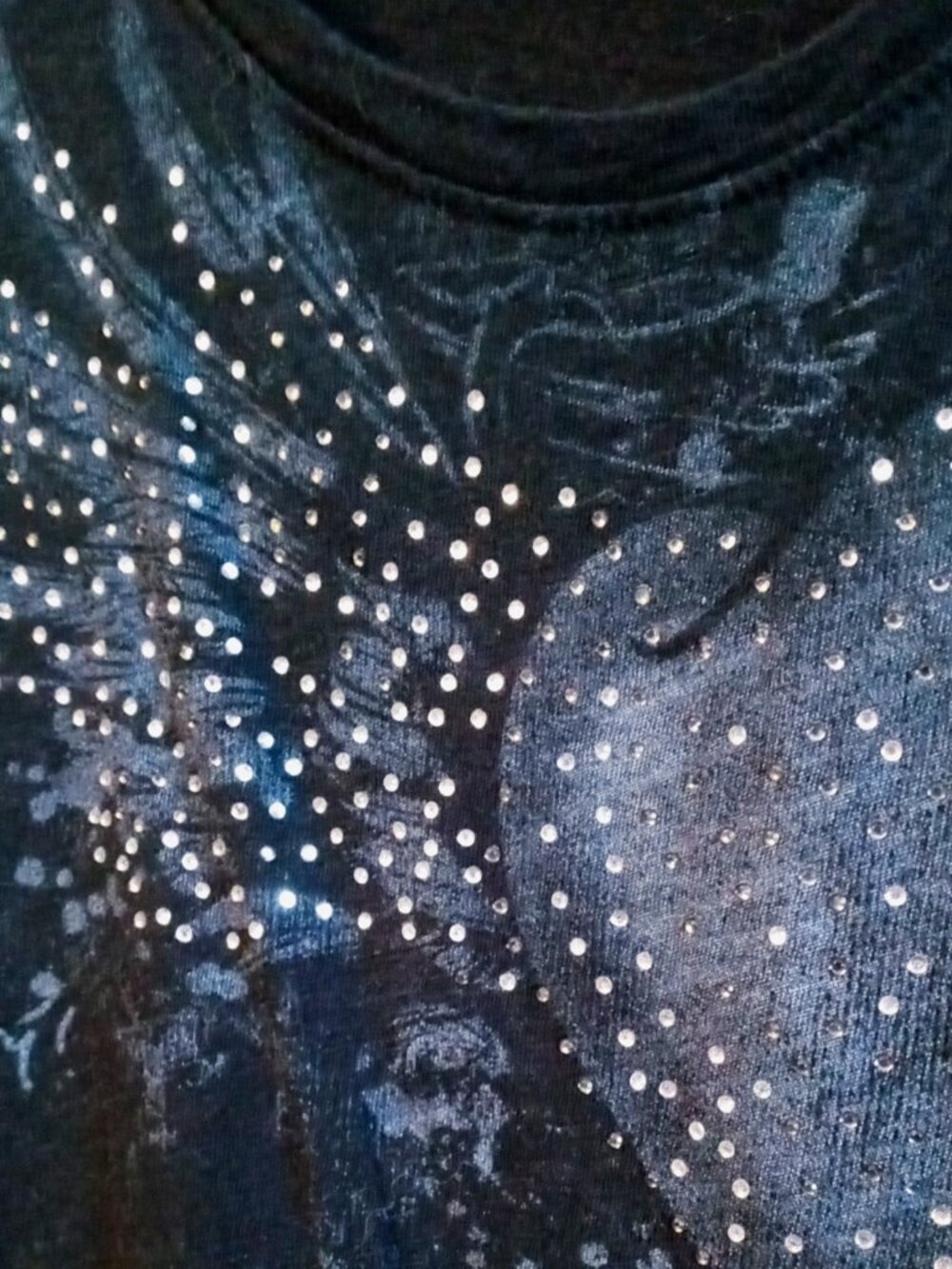⚡FINAL $10 SALE⚡ Maurices Winged Heart Filigree Rhinestone Black T-Shirt Vintage - Picture 3 of 10